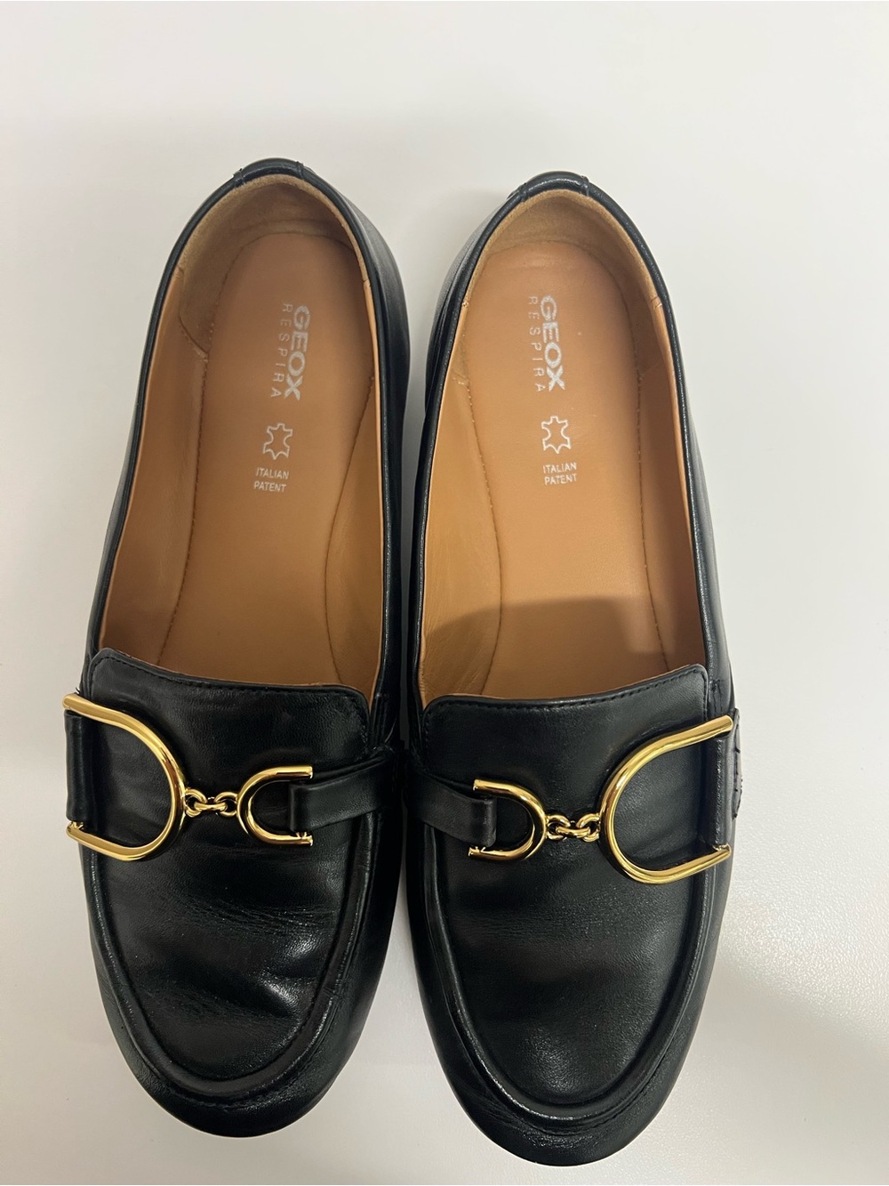 Geox Black Loafers with Gold Detailing
